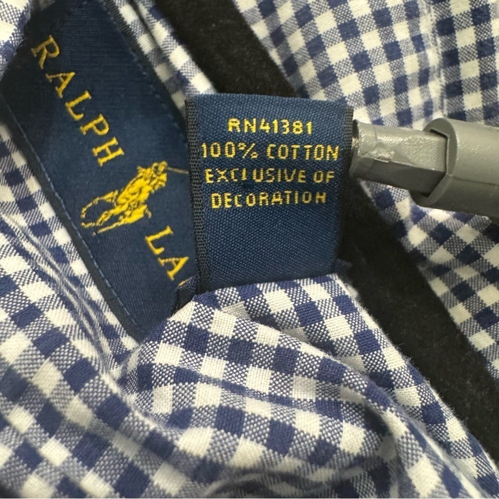 Ralph Lauren Blue Casual Button Down Shirt Check Cotton 3XB Big - Picture 5 of 5